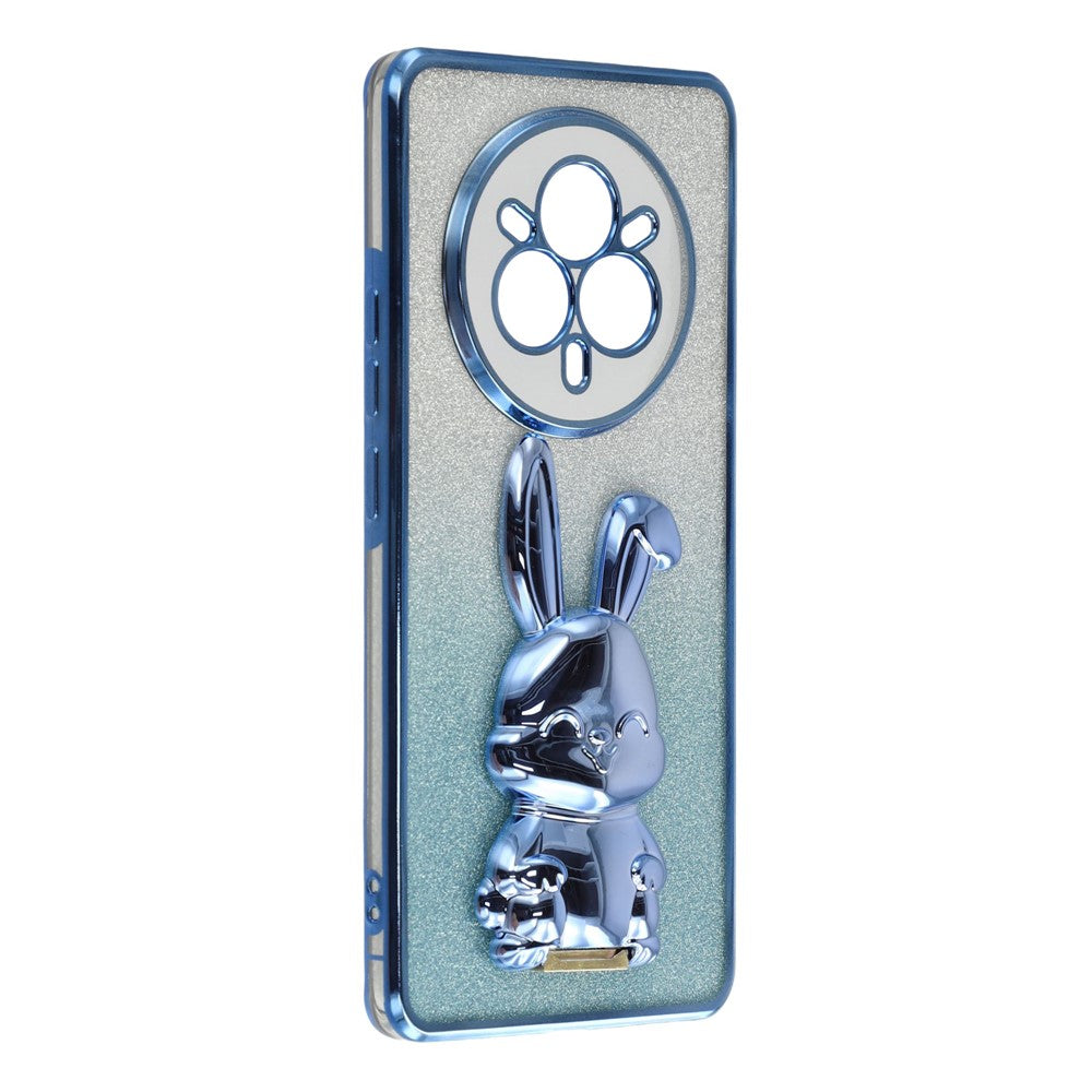 For Realme 14 Pro 5G Case Electroplating Glitter Rabbit PC + TPU Phone Cover with Kickstand