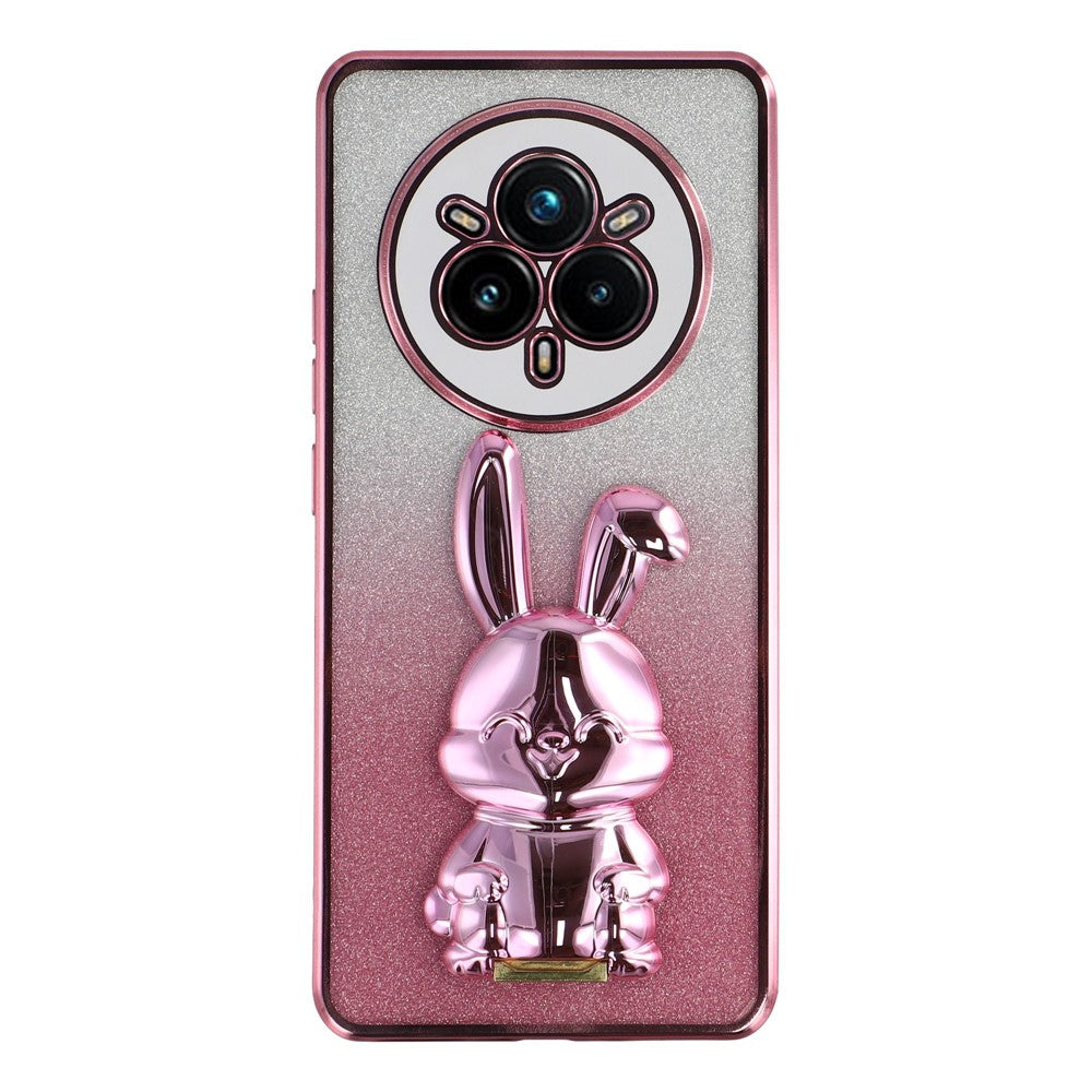 For Realme 14 Pro 5G Case Electroplating Glitter Rabbit PC + TPU Phone Cover with Kickstand