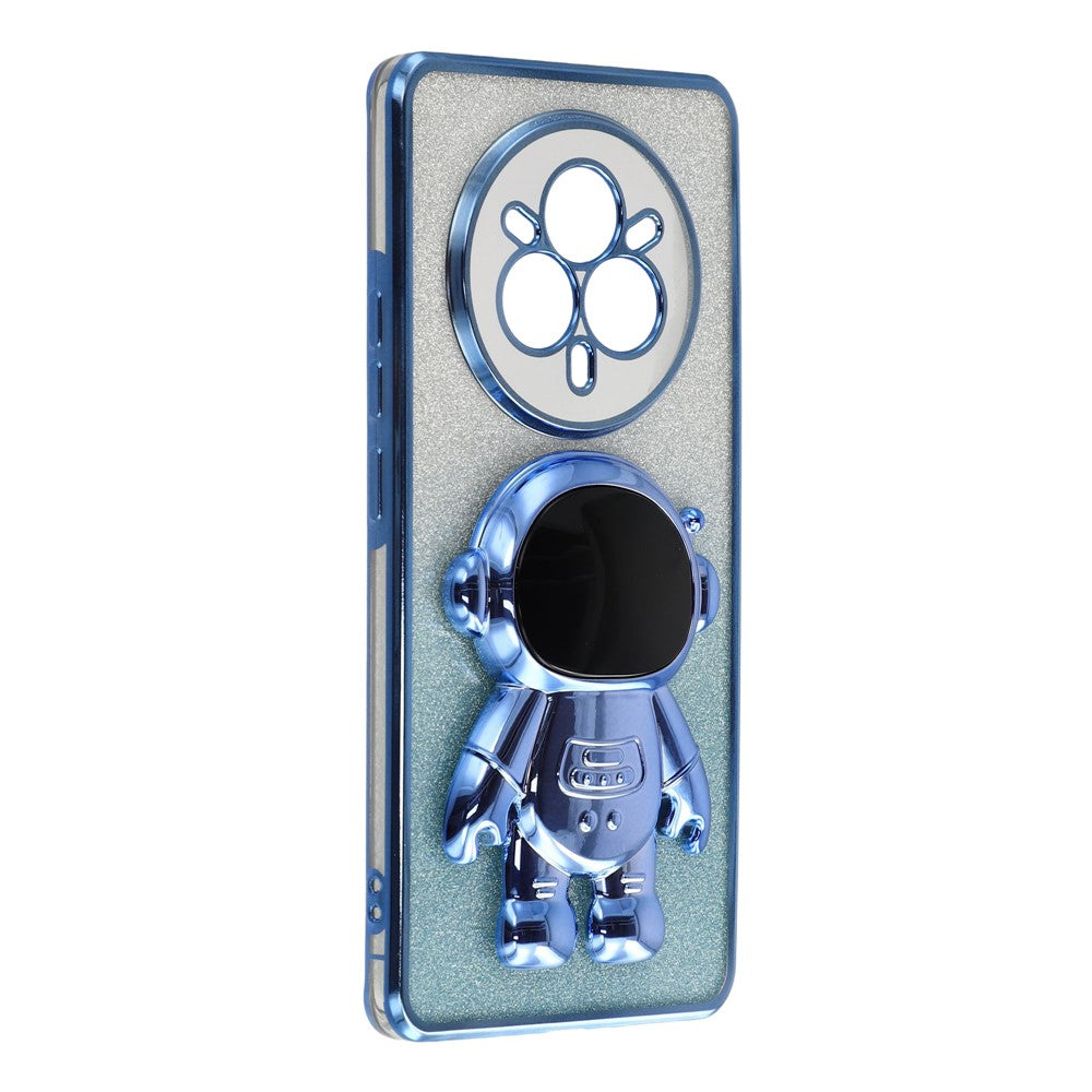 For Realme 14 Pro 5G Case with Astronaut Kickstand PC + TPU Phone Cover Shiny Glitter