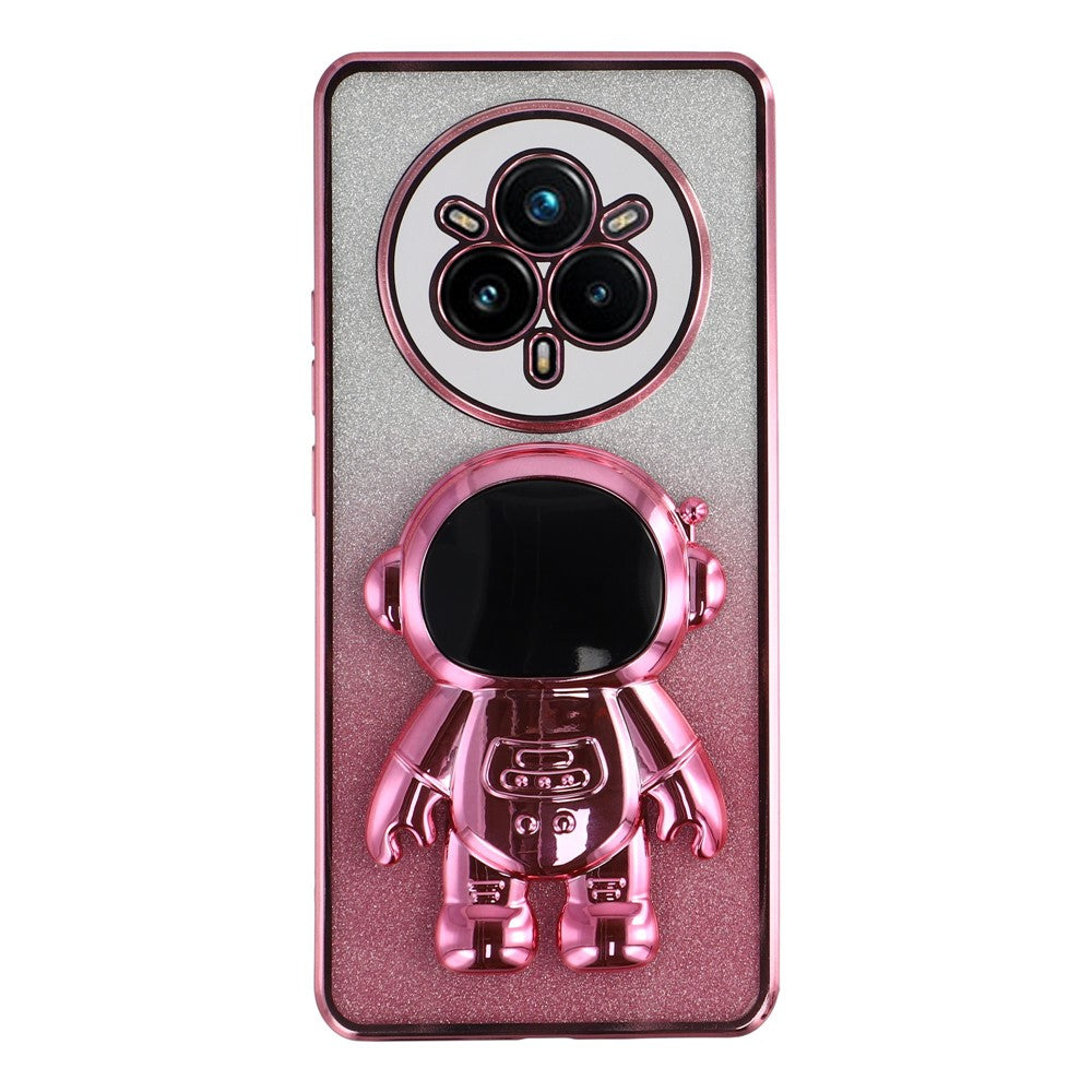 For Realme 14 Pro 5G Case with Astronaut Kickstand PC + TPU Phone Cover Shiny Glitter