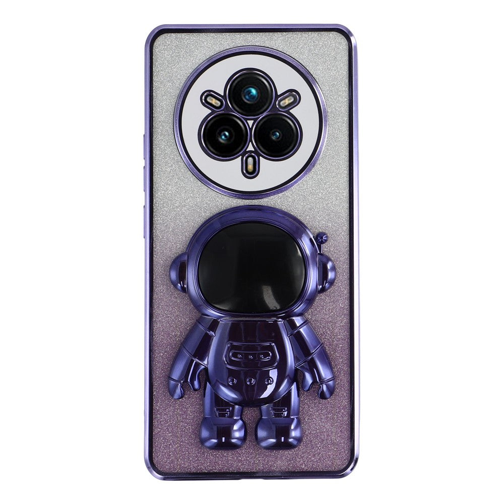 For Realme 14 Pro 5G Case with Astronaut Kickstand PC + TPU Phone Cover Shiny Glitter