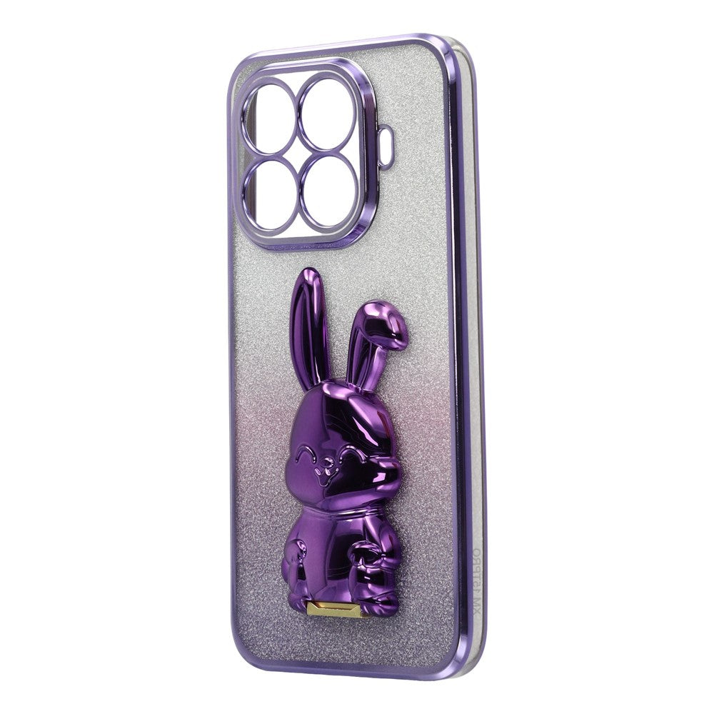 For Xiaomi 15T Pro Case Electroplating Glitter Rabbit PC + TPU Phone Cover with Kickstand