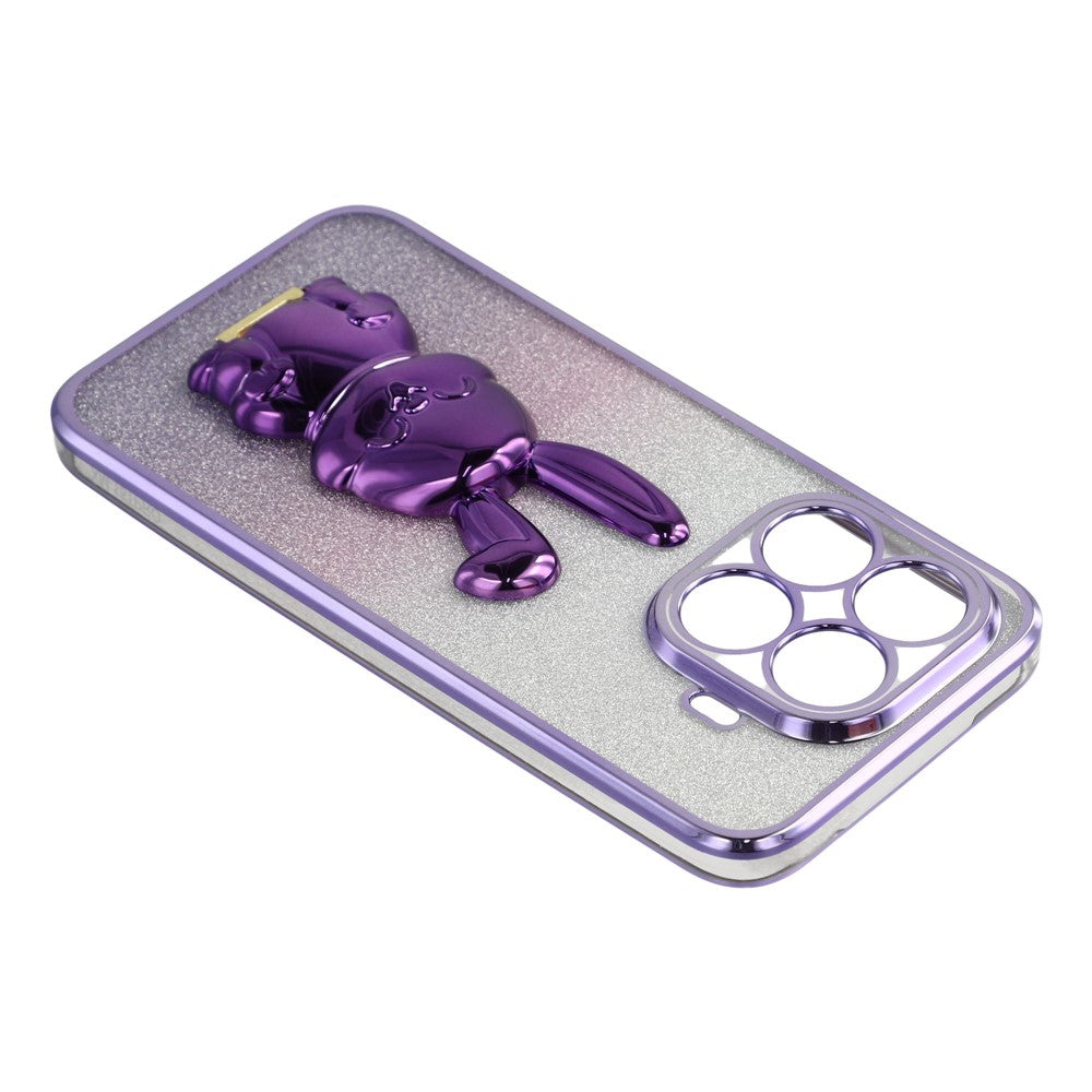 For Xiaomi 15T Pro Case Electroplating Glitter Rabbit PC + TPU Phone Cover with Kickstand