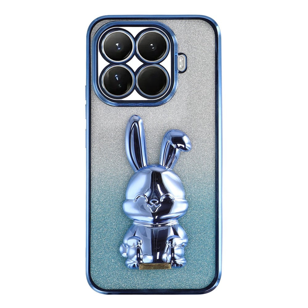 For Xiaomi 15T Pro Case Electroplating Glitter Rabbit PC + TPU Phone Cover with Kickstand