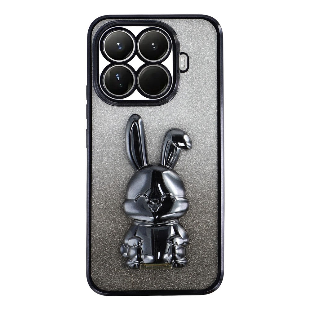 For Xiaomi 15T Pro Case Electroplating Glitter Rabbit PC + TPU Phone Cover with Kickstand