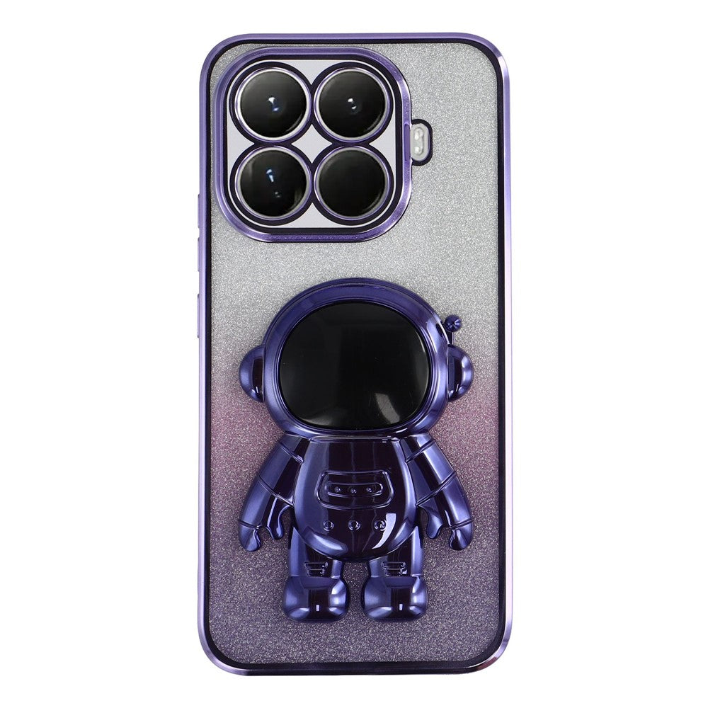 For Xiaomi 15T Pro Case with Astronaut Kickstand PC + TPU Phone Cover Shiny Glitter