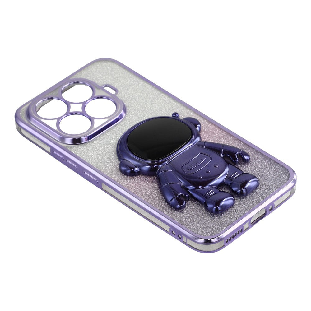 For Xiaomi 15T Pro Case with Astronaut Kickstand PC + TPU Phone Cover Shiny Glitter