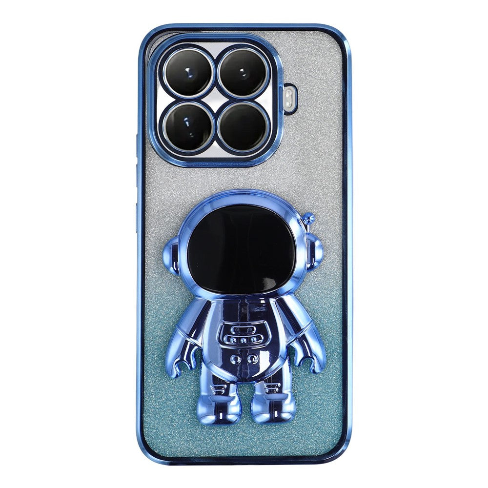 For Xiaomi 15T Pro Case with Astronaut Kickstand PC + TPU Phone Cover Shiny Glitter