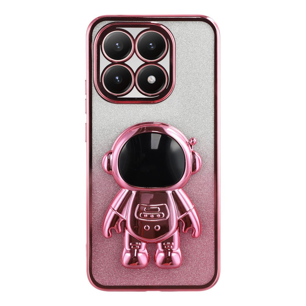 Funda para Xiaomi 15T con soporte de astronauta, cubierta de PC + TPU, brillante y con purpurina.