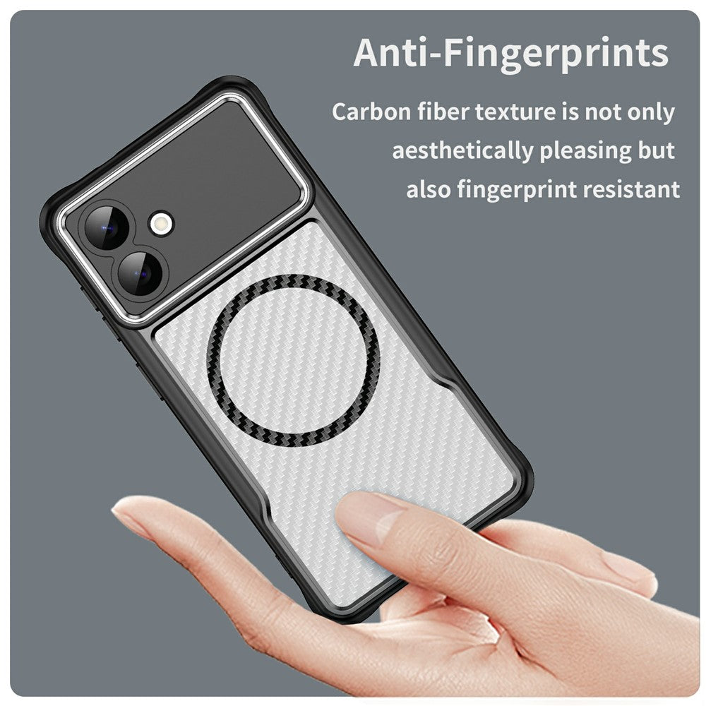 For Samsung Galaxy S26 Edge Case Compatible with MagSafe Hybrid Phone Cover Carbon Fiber