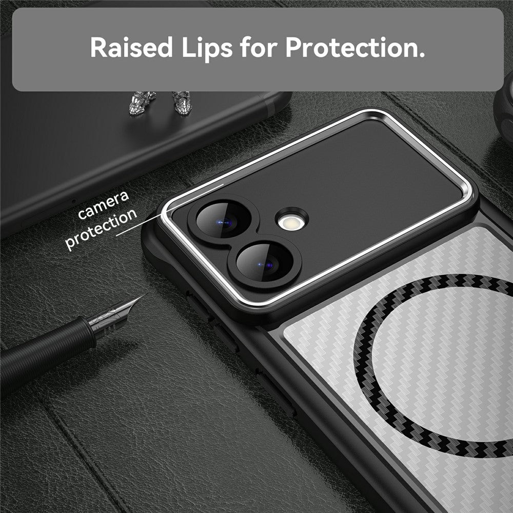 For Samsung Galaxy S26 Edge Case Compatible with MagSafe Hybrid Phone Cover Carbon Fiber