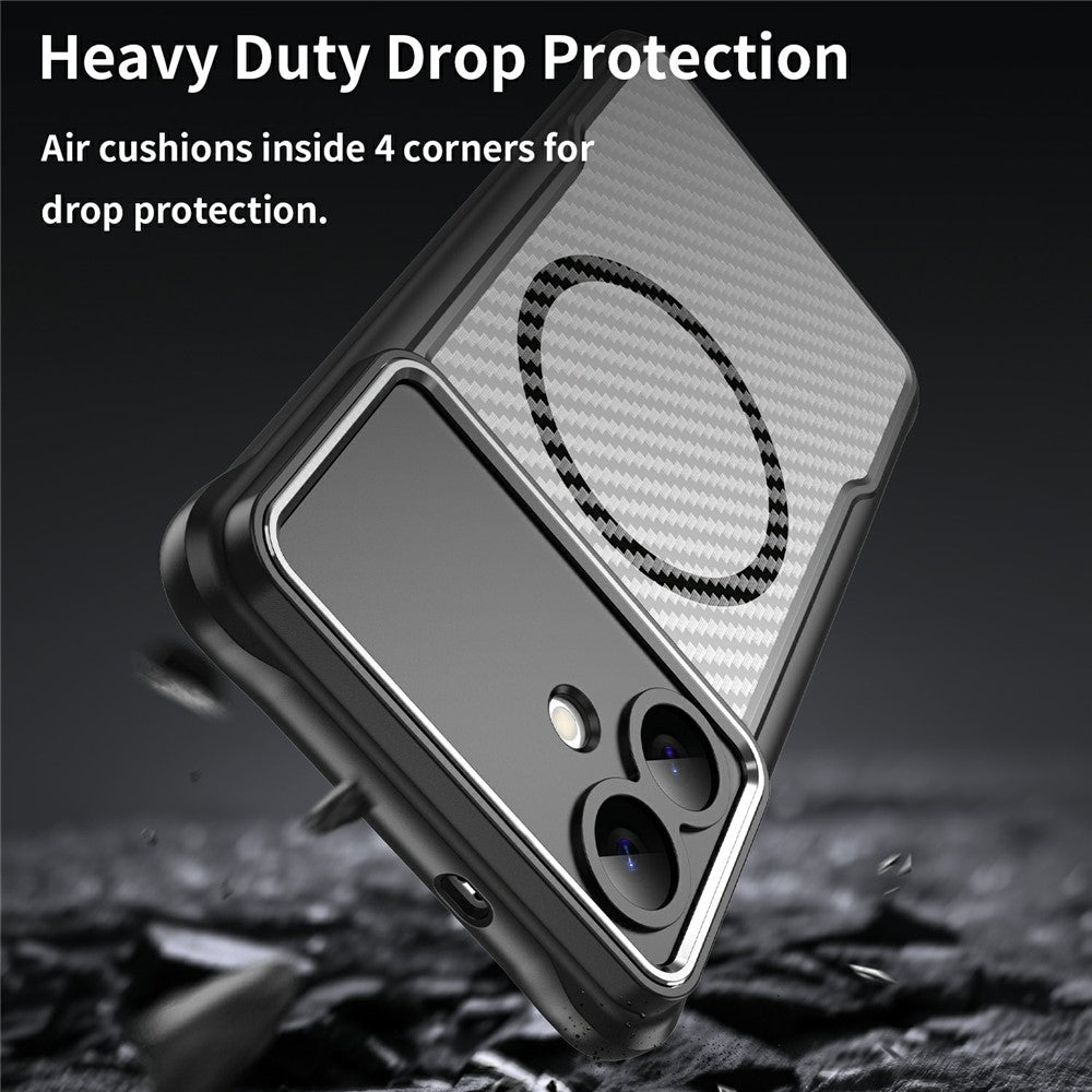 For Samsung Galaxy S26 Edge Case Compatible with MagSafe Hybrid Phone Cover Carbon Fiber