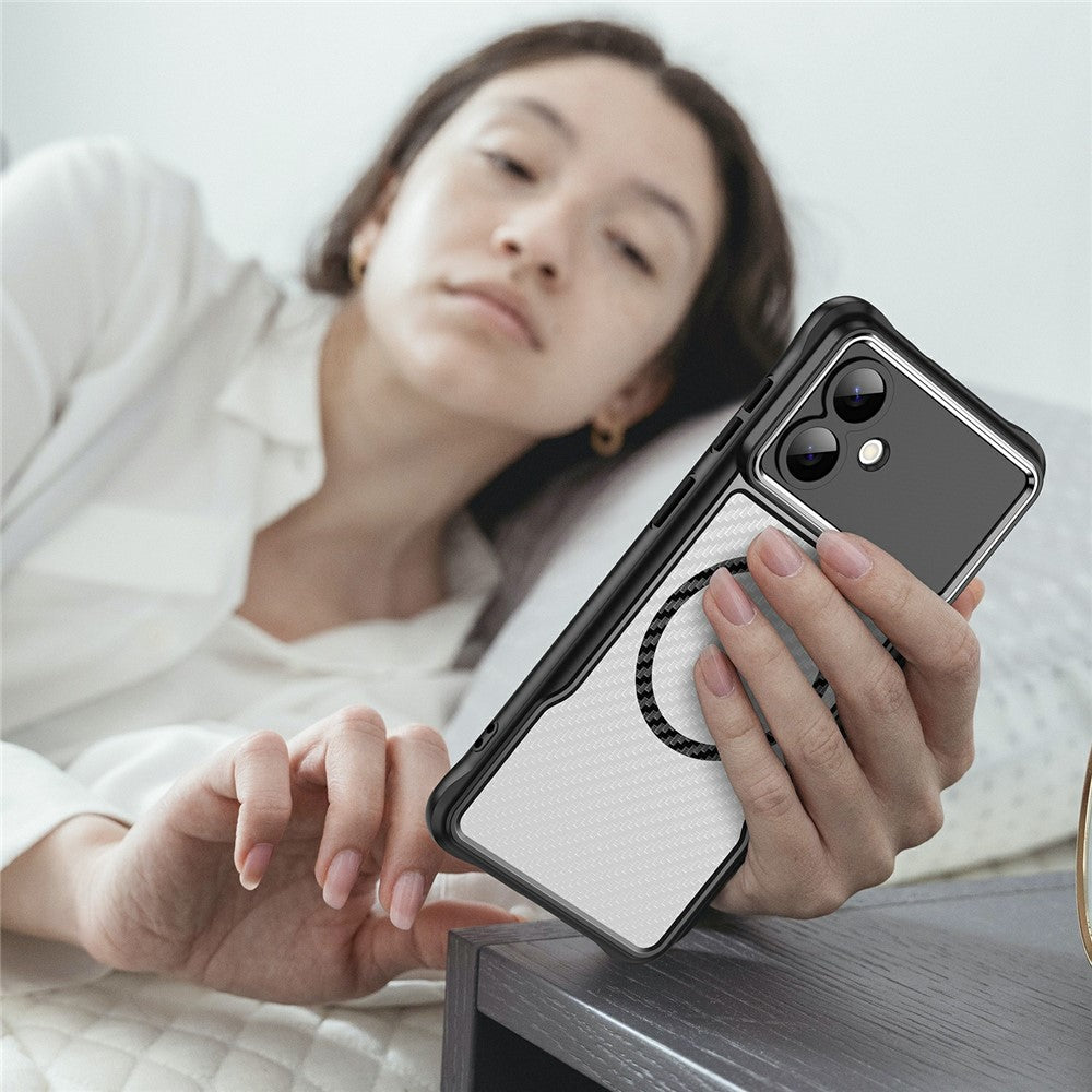 For Samsung Galaxy S26 Edge Case Compatible with MagSafe Hybrid Phone Cover Carbon Fiber