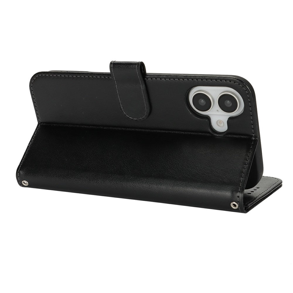 For iPhone 17 Case Textured Leather Wallet Phone Cover with Strap