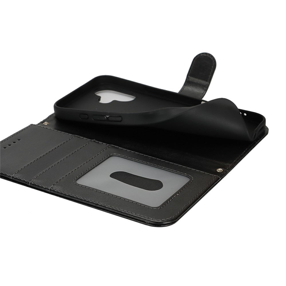 Étui portefeuille en cuir texturé avec dragonne pour iPhone 17 