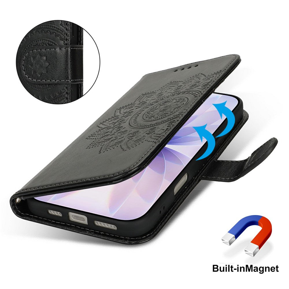 Étui portefeuille en cuir texturé avec dragonne pour iPhone 17 