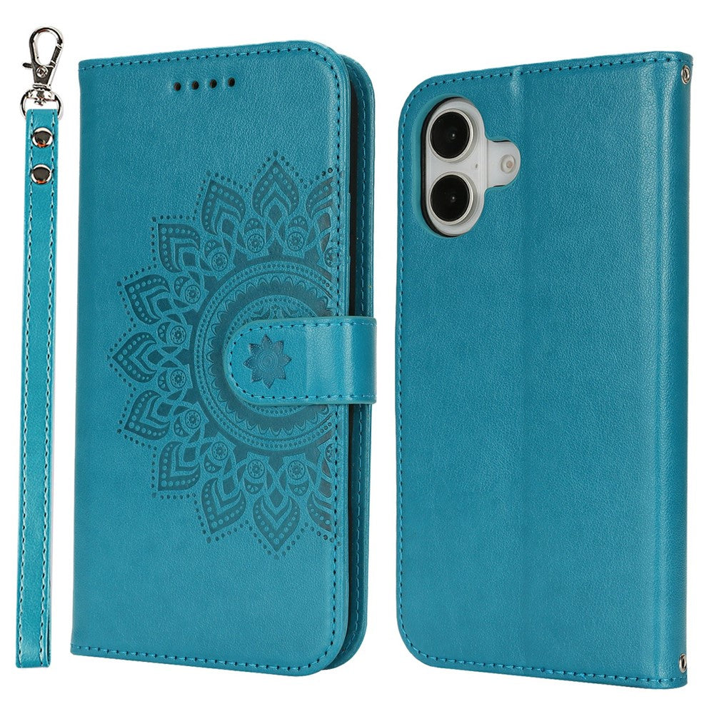 For iPhone 17 Case Textured Leather Wallet Phone Cover with Strap