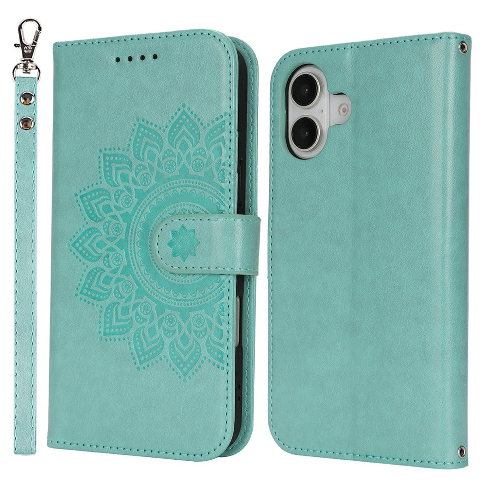 For iPhone 17 Case Textured Leather Wallet Phone Cover with Strap
