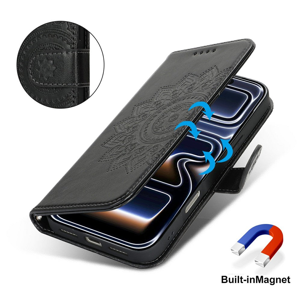 For iPhone 17 Pro Max Case Textured Leather Wallet Phone Cover with Strap