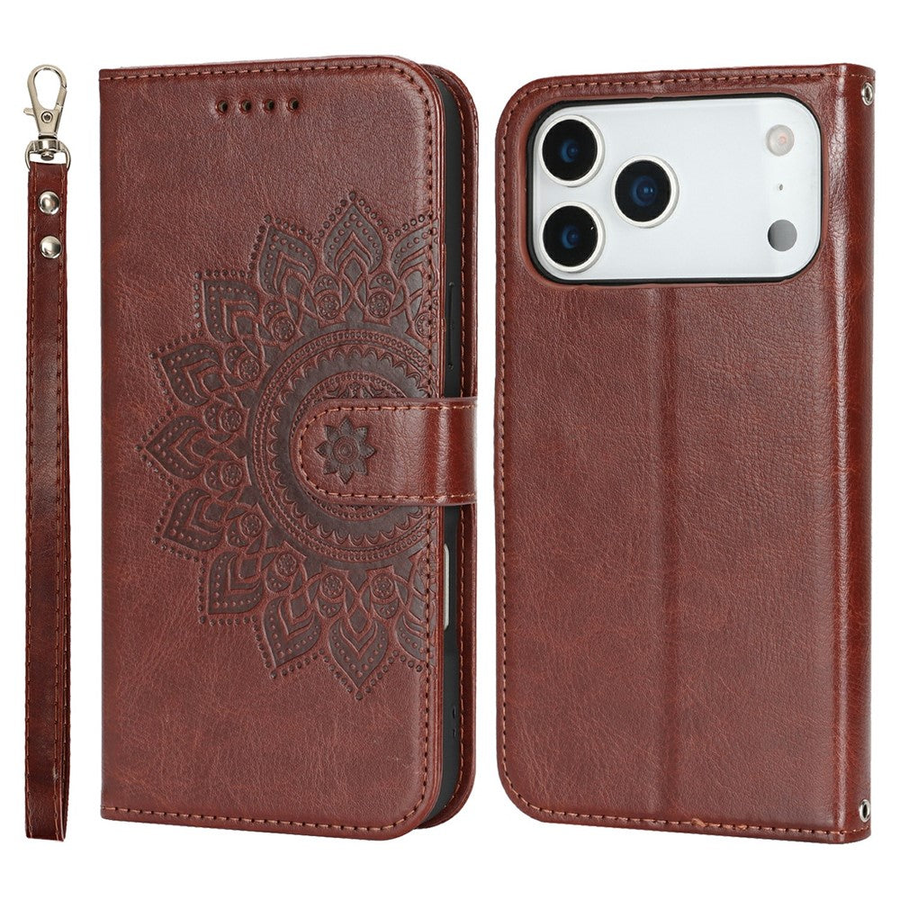 For iPhone 17 Pro Max Case Textured Leather Wallet Phone Cover with Strap
