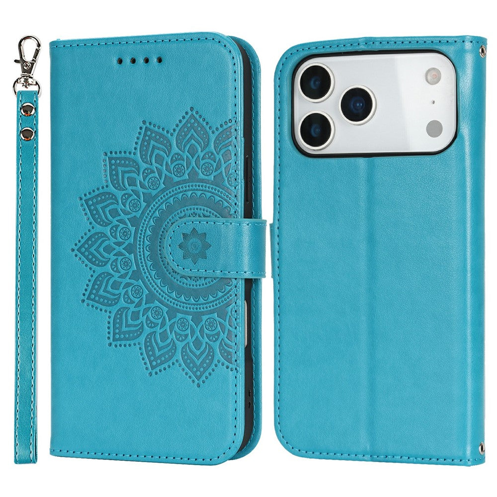 For iPhone 17 Pro Max Case Textured Leather Wallet Phone Cover with Strap