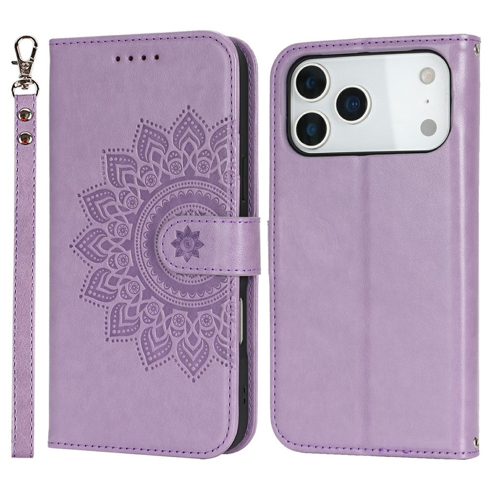 For iPhone 17 Pro Max Case Textured Leather Wallet Phone Cover with Strap