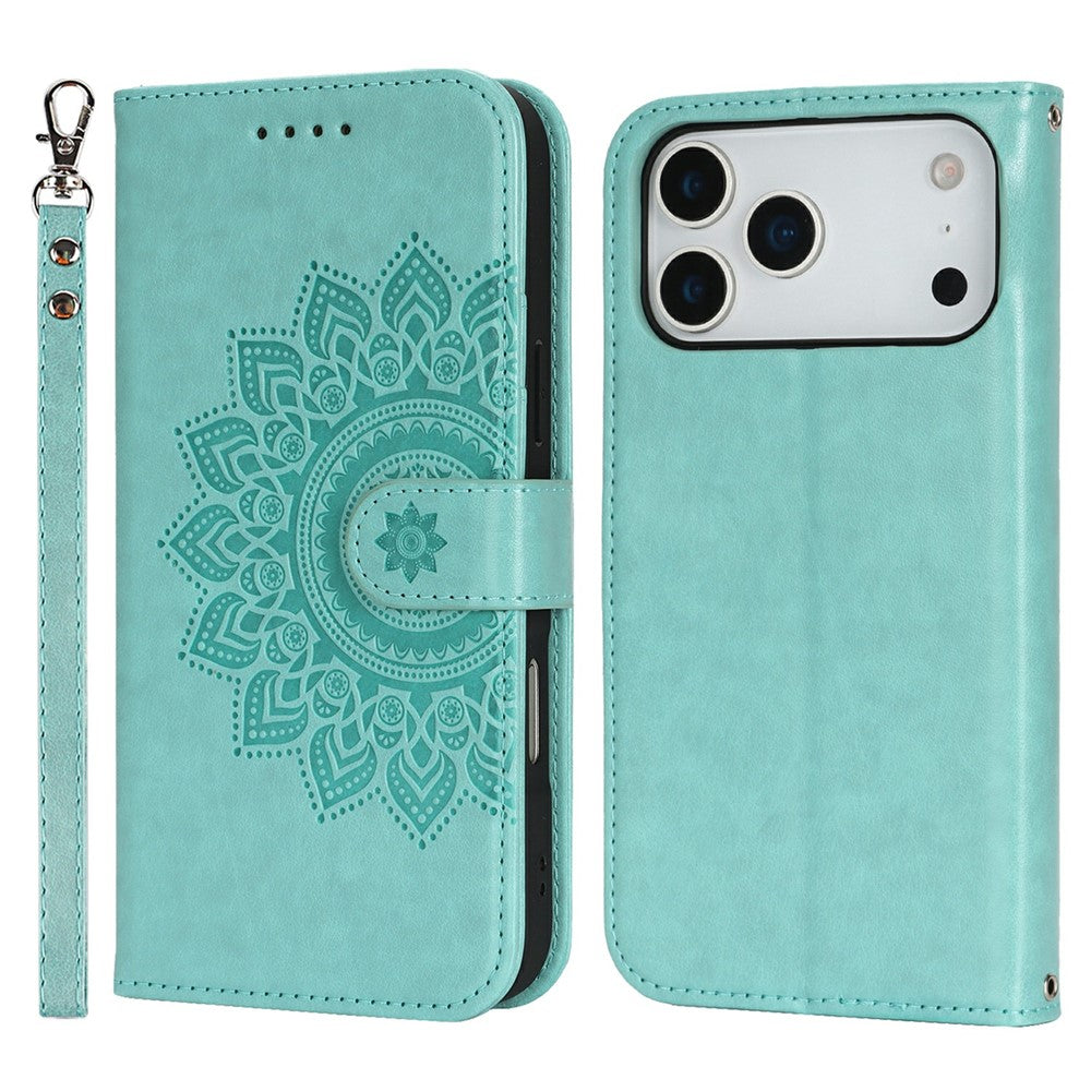 For iPhone 17 Pro Max Case Textured Leather Wallet Phone Cover with Strap