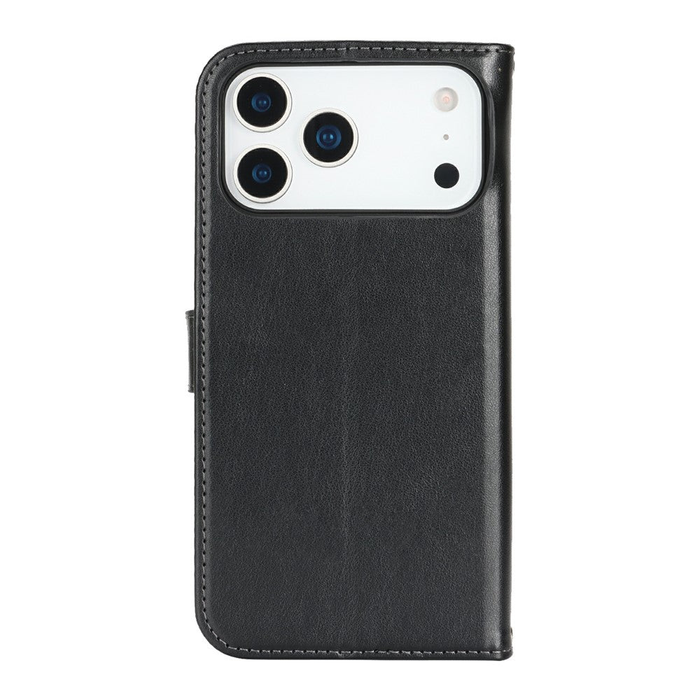 For iPhone 17 Pro Case Textured Leather Wallet Phone Cover with Strap