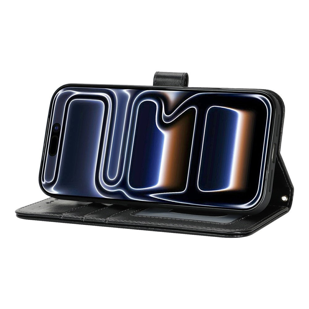 Étui portefeuille en cuir texturé avec dragonne pour iPhone 17 Pro 