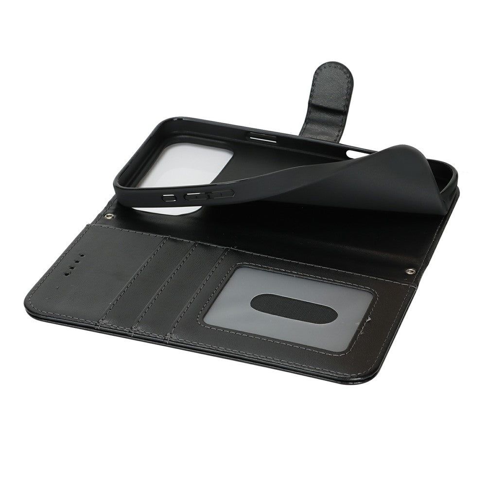 For iPhone 17 Pro Case Textured Leather Wallet Phone Cover with Strap