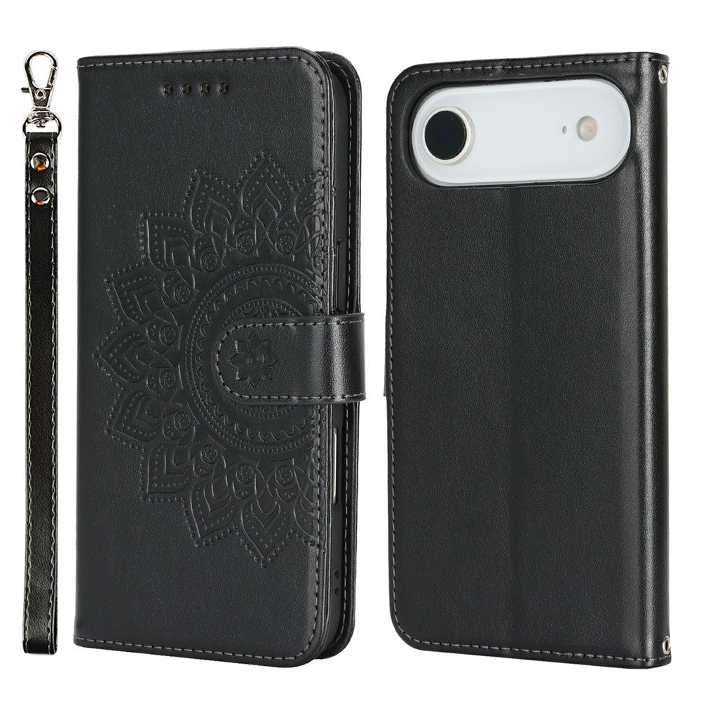 For iPhone Air Case Textured Leather Wallet Phone Cover with Strap