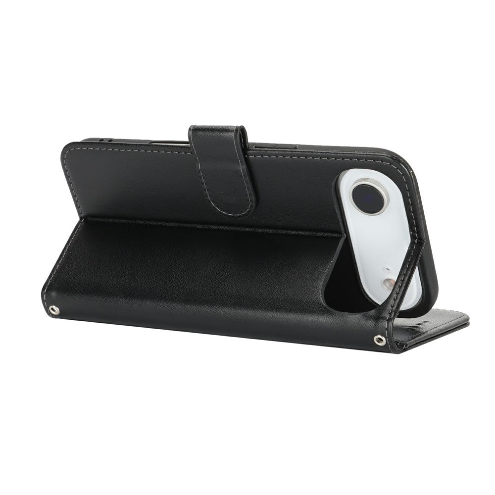 For iPhone Air Case Textured Leather Wallet Phone Cover with Strap