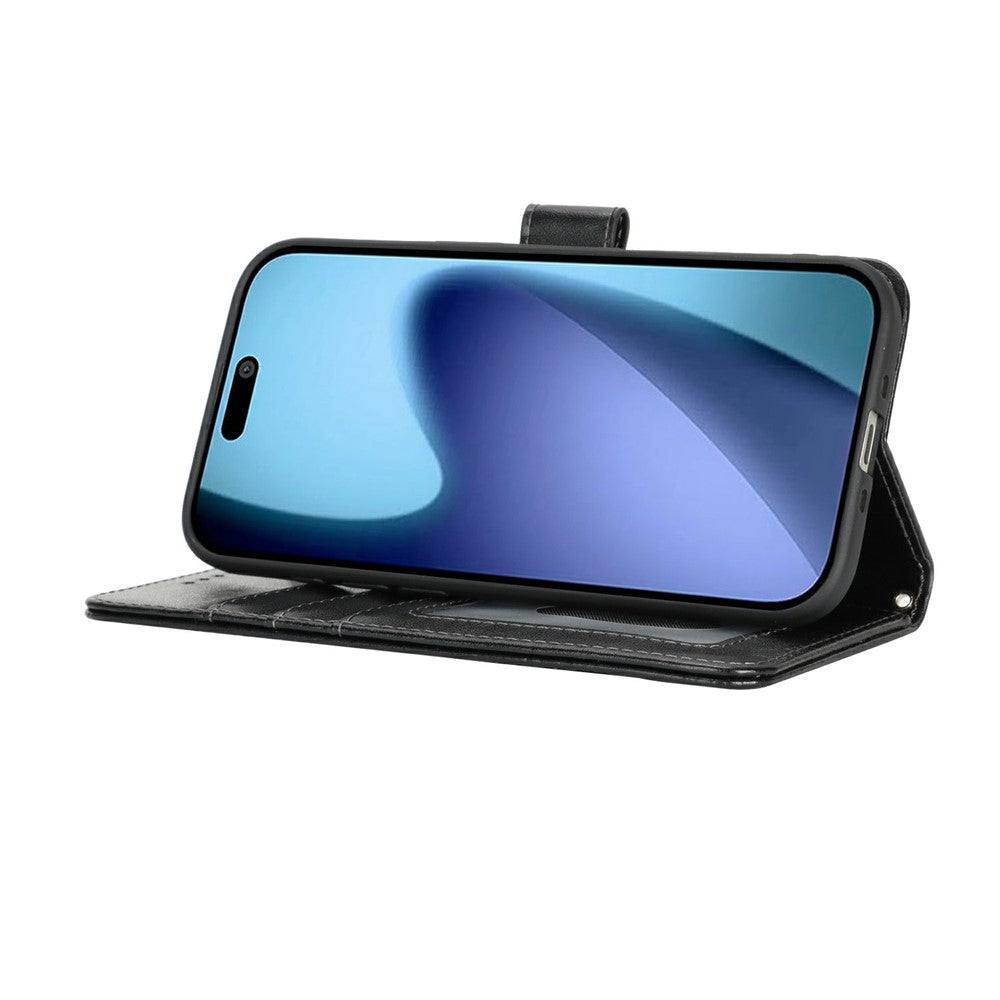 For iPhone Air Case Textured Leather Wallet Phone Cover with Strap