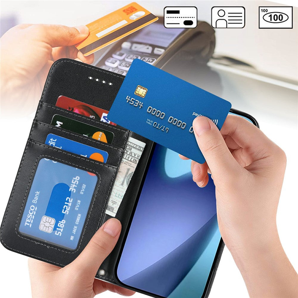 For iPhone Air Case Textured Leather Wallet Phone Cover with Strap