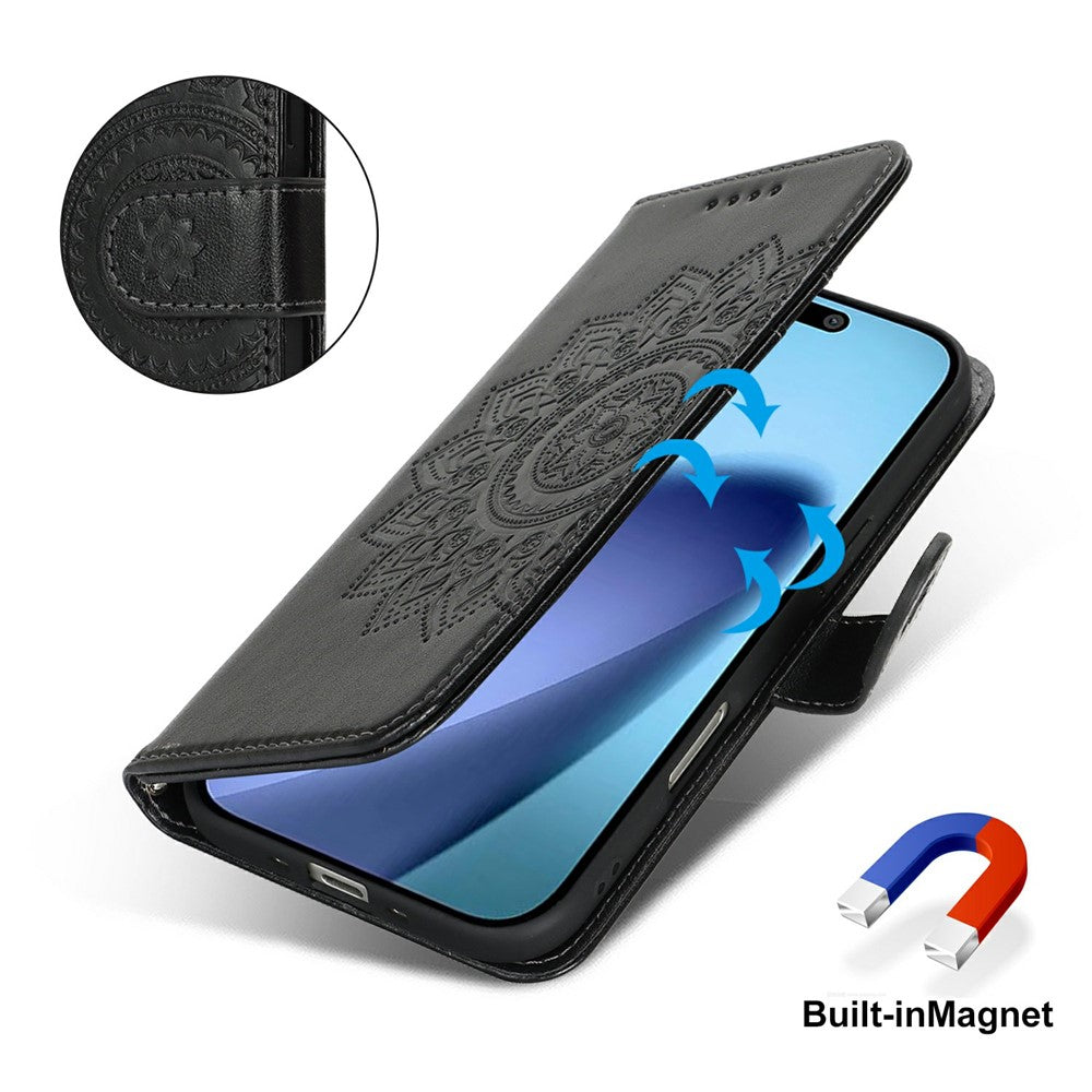 For iPhone Air Case Textured Leather Wallet Phone Cover with Strap