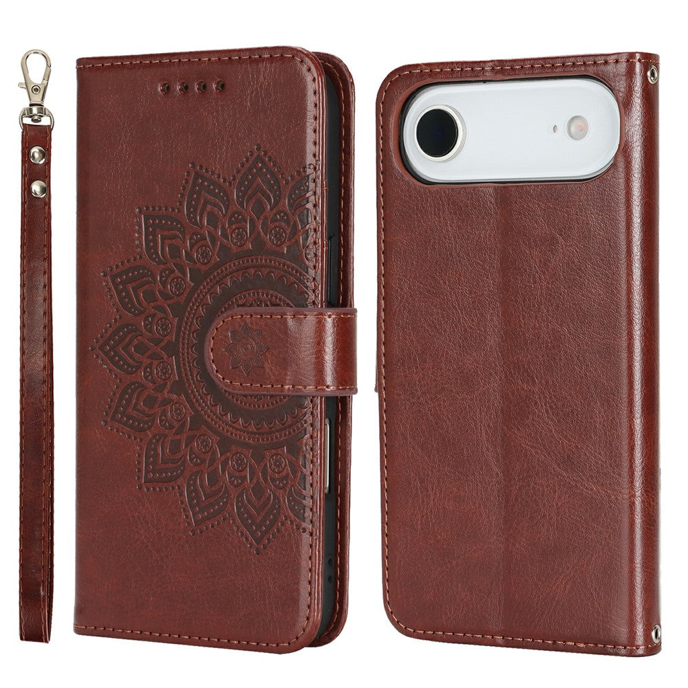 For iPhone Air Case Textured Leather Wallet Phone Cover with Strap