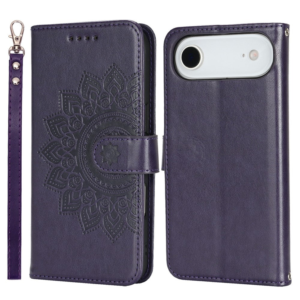 For iPhone Air Case Textured Leather Wallet Phone Cover with Strap
