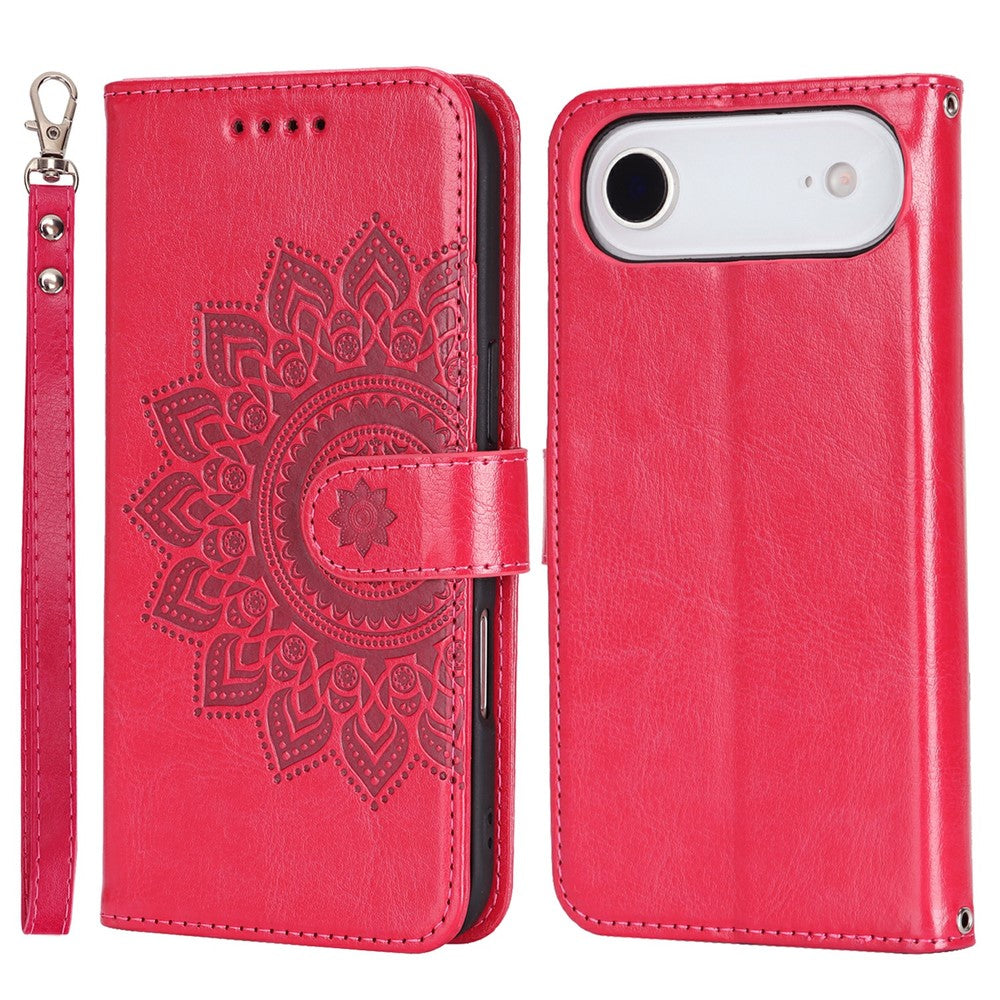 For iPhone Air Case Textured Leather Wallet Phone Cover with Strap