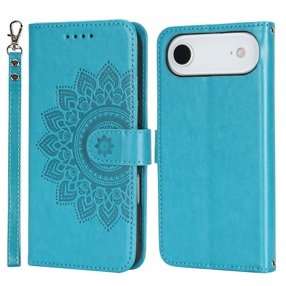 For iPhone Air Case Textured Leather Wallet Phone Cover with Strap