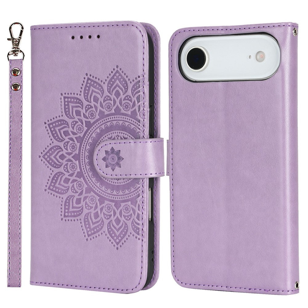For iPhone Air Case Textured Leather Wallet Phone Cover with Strap