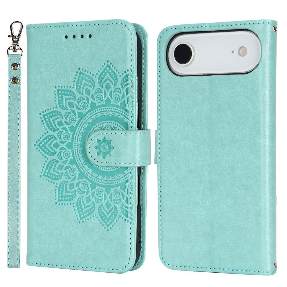 For iPhone Air Case Textured Leather Wallet Phone Cover with Strap