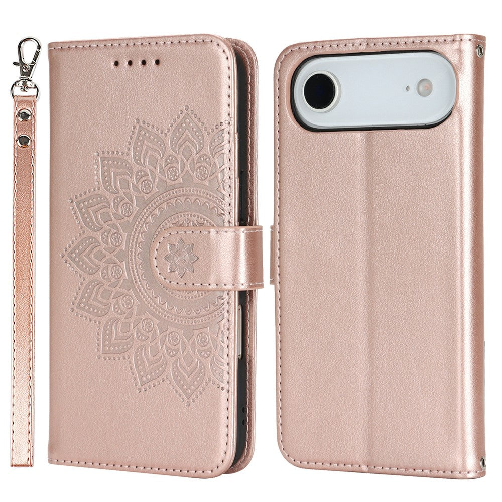 For iPhone Air Case Textured Leather Wallet Phone Cover with Strap