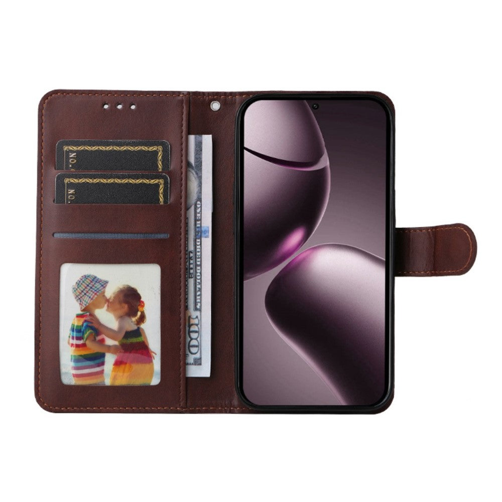 ENKAY HAT PRINCE For Xiaomi 15T Wallet Case Calf Texture Leather Phone Stand Cover with 0.18mm Screen Protector / Strap