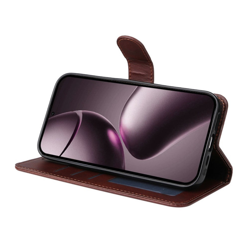 ENKAY HAT PRINCE For Xiaomi 15T Wallet Case Calf Texture Leather Phone Stand Cover with 0.18mm Screen Protector / Strap