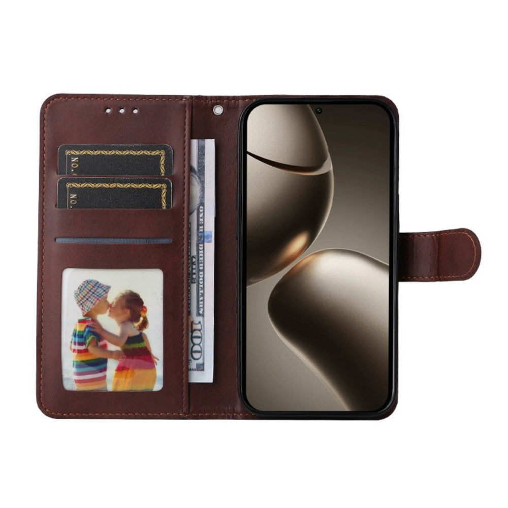 ENKAY HAT PRINCE For Xiaomi 15T Pro Wallet Case Calf Texture Leather Phone Stand Cover with 0.18mm Screen Protector / Strap