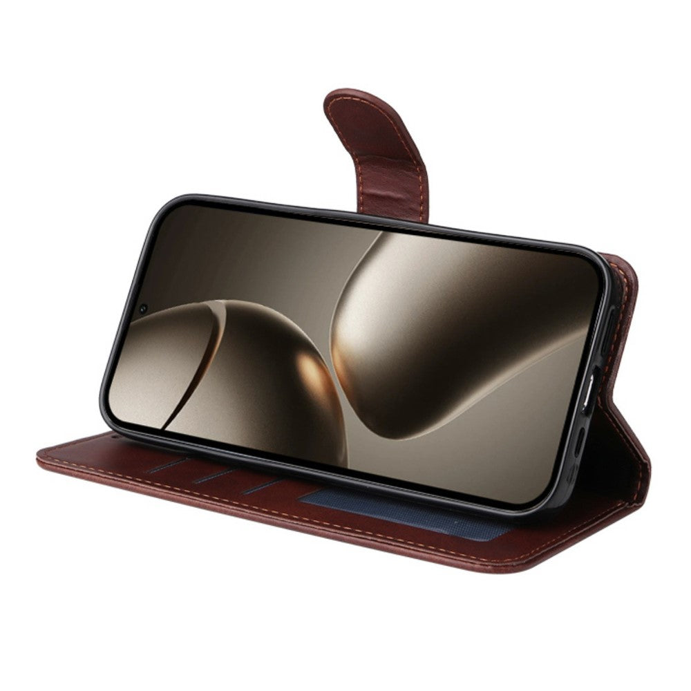 ENKAY HAT PRINCE For Xiaomi 15T Pro Wallet Case Calf Texture Leather Phone Stand Cover with 0.18mm Screen Protector / Strap