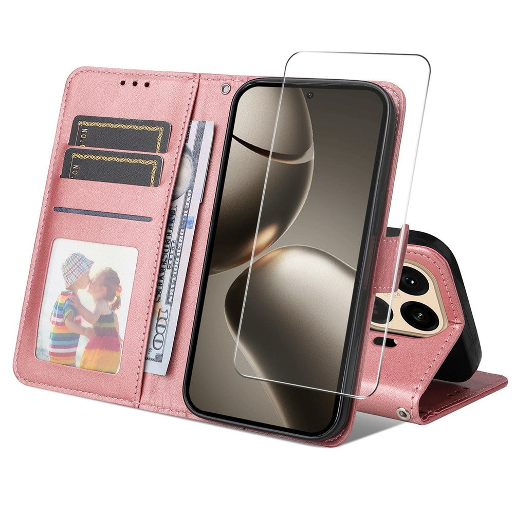 ENKAY HAT PRINCE For Xiaomi 15T Pro Wallet Case Calf Texture Leather Phone Stand Cover with 0.18mm Screen Protector / Strap