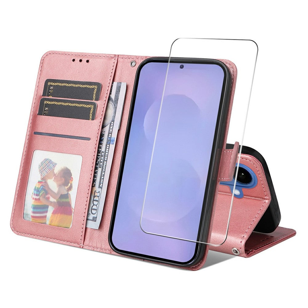 ENKAY HAT PRINCE For Samsung Galaxy S26 / S26 Pro Wallet Case Calf Texture Leather Phone Stand Cover with 0.18mm Screen Protector / Strap