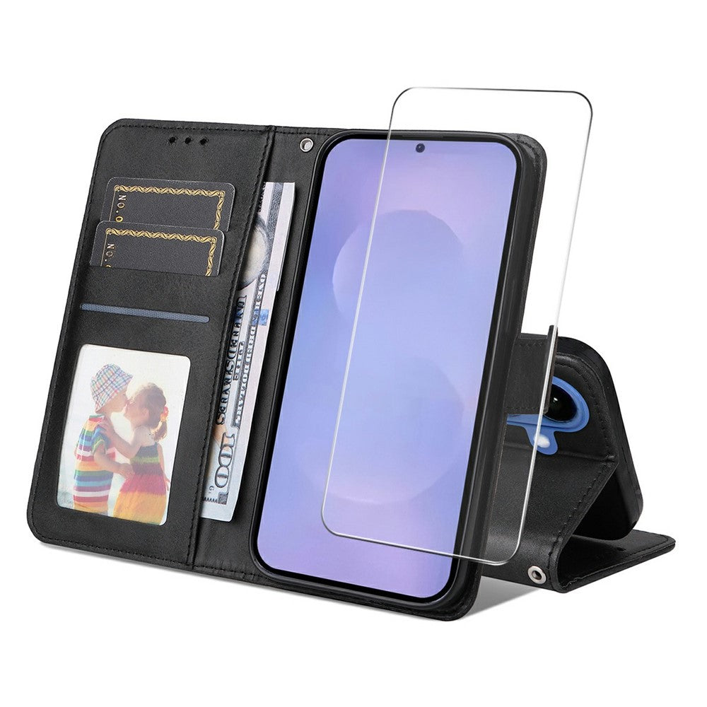 ENKAY HAT PRINCE For Samsung Galaxy S26 / S26 Pro Wallet Case Calf Texture Leather Phone Stand Cover with 0.18mm Screen Protector / Strap