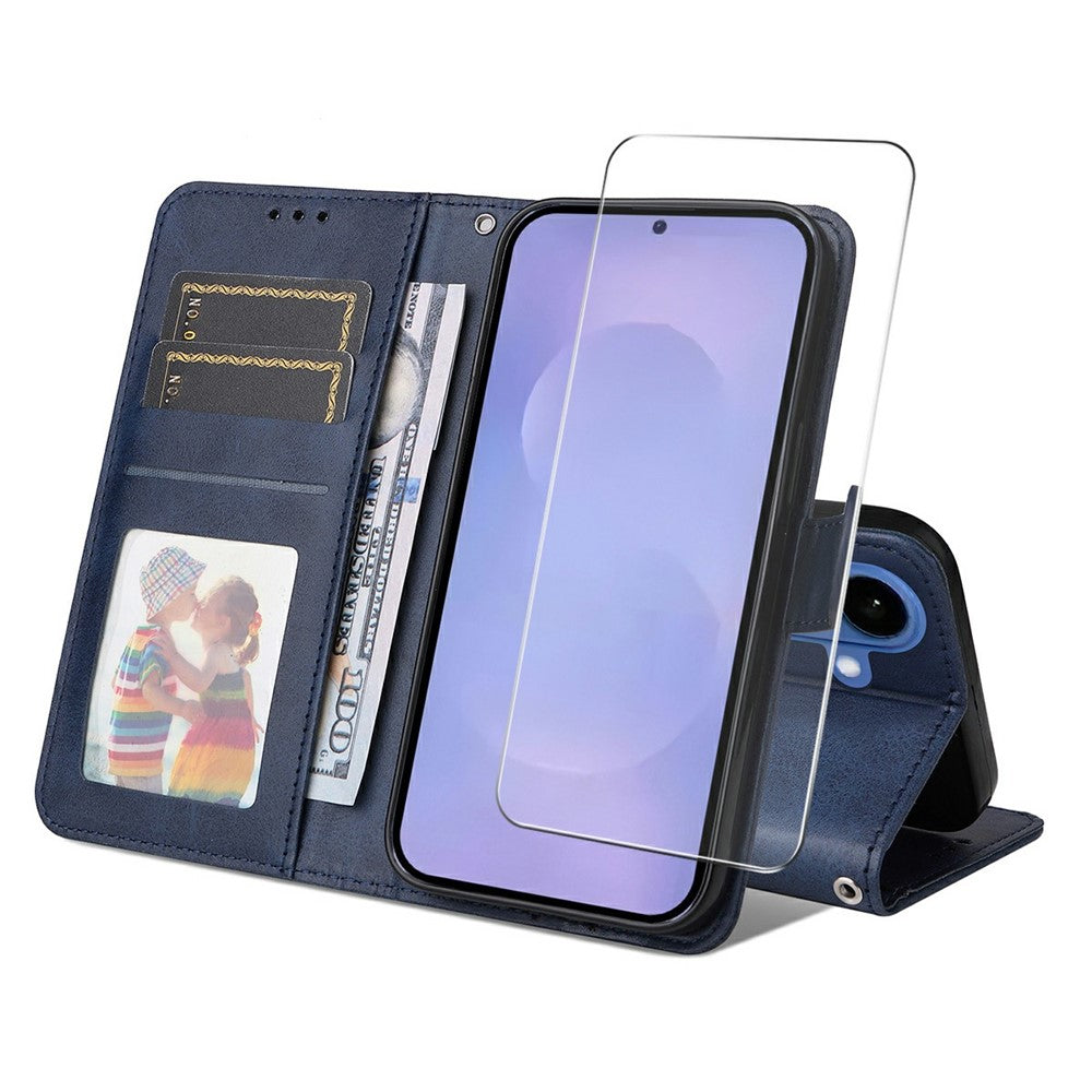 ENKAY HAT PRINCE For Samsung Galaxy S26 / S26 Pro Wallet Case Calf Texture Leather Phone Stand Cover with 0.18mm Screen Protector / Strap